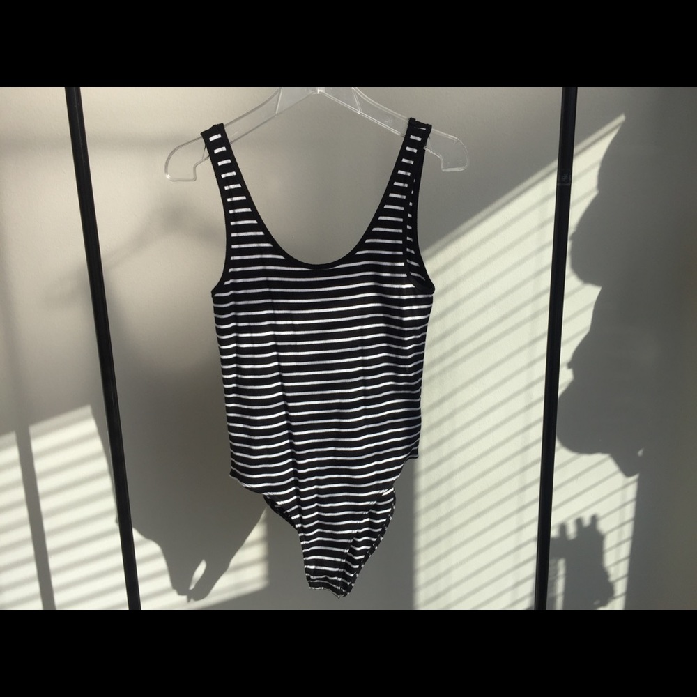 Striped cotton leotard
